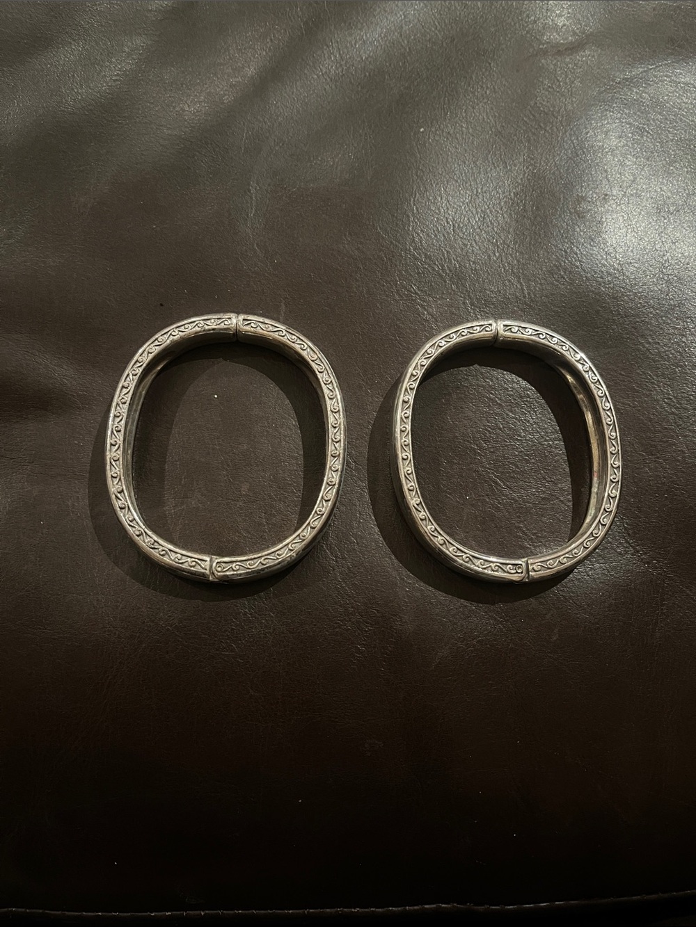 Brighton Silver Tone Hinged Bangle Bracelet Scroll Design